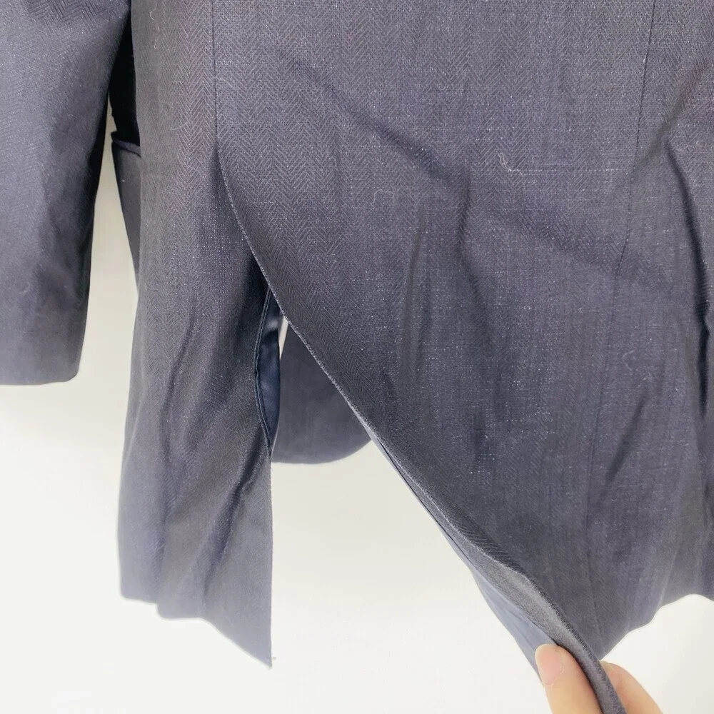 Armani Collezioni Men’s Navy Blue Suit Jacket Size 40 Italy Blazer Wool/Linen